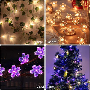 6M 40LED Flower Fairy Lights Battery Operated Indoor String Lights Cherry Blossom Lights Waterproof Decoration  (Warm White)