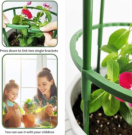 10 Pack Plant Stand, Plastic Plant Support Stakes, Half Round Ring Plastic Cage Holder Flower Pot Climbing Trellis for Indoor and Outdoor Leafy Plants