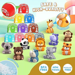 Toddler Toy for 1 2 3+ Years Old, Learning Toy for Toddlers with 20PCS Safari Kids Toy with 10 Animals &10 Houses for Babies Boys Girls