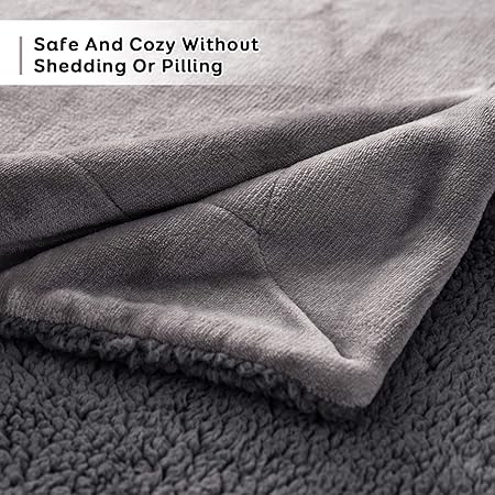 Fleece Throw Blanket, Double-Sided Super Soft Reversible Bed and Couch Blanket, Warm and Lightweight Home Decoration Blanket, Grey Double Size 150 x 200cm