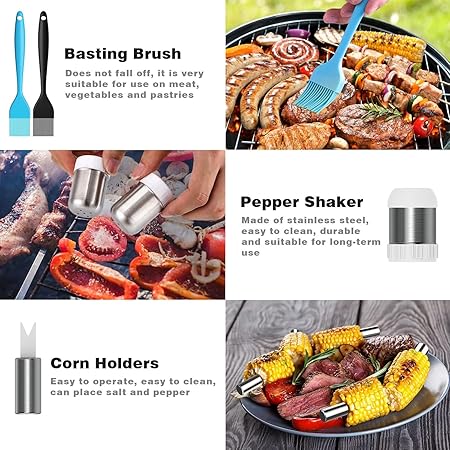 25PCS BBQ Grill Tools Set with Thermometer and Grill Spatula, Deluxe Grill Accessories Kit, with Portable Handbag Griddle Kit