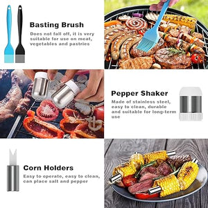 25PCS BBQ Grill Tools Set with Thermometer and Grill Spatula, Deluxe Grill Accessories Kit, with Portable Handbag Griddle Kit