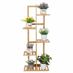 5 Pot Bamboo Flower Shelf Rack Plant Stand Pots Display Corner Shelving Home