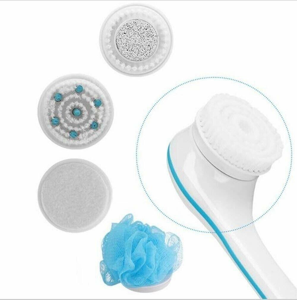 5 in 1 Electric Body Brush Long Handle Bath Shower Back Scrubber