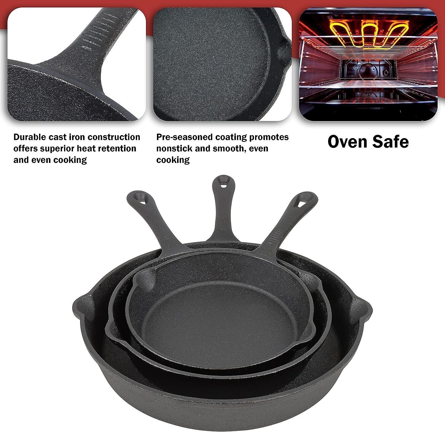 Non-stick Frying Pan Cast Iron Steak Skillet Round BBQ Grill Pan Cookware Cook