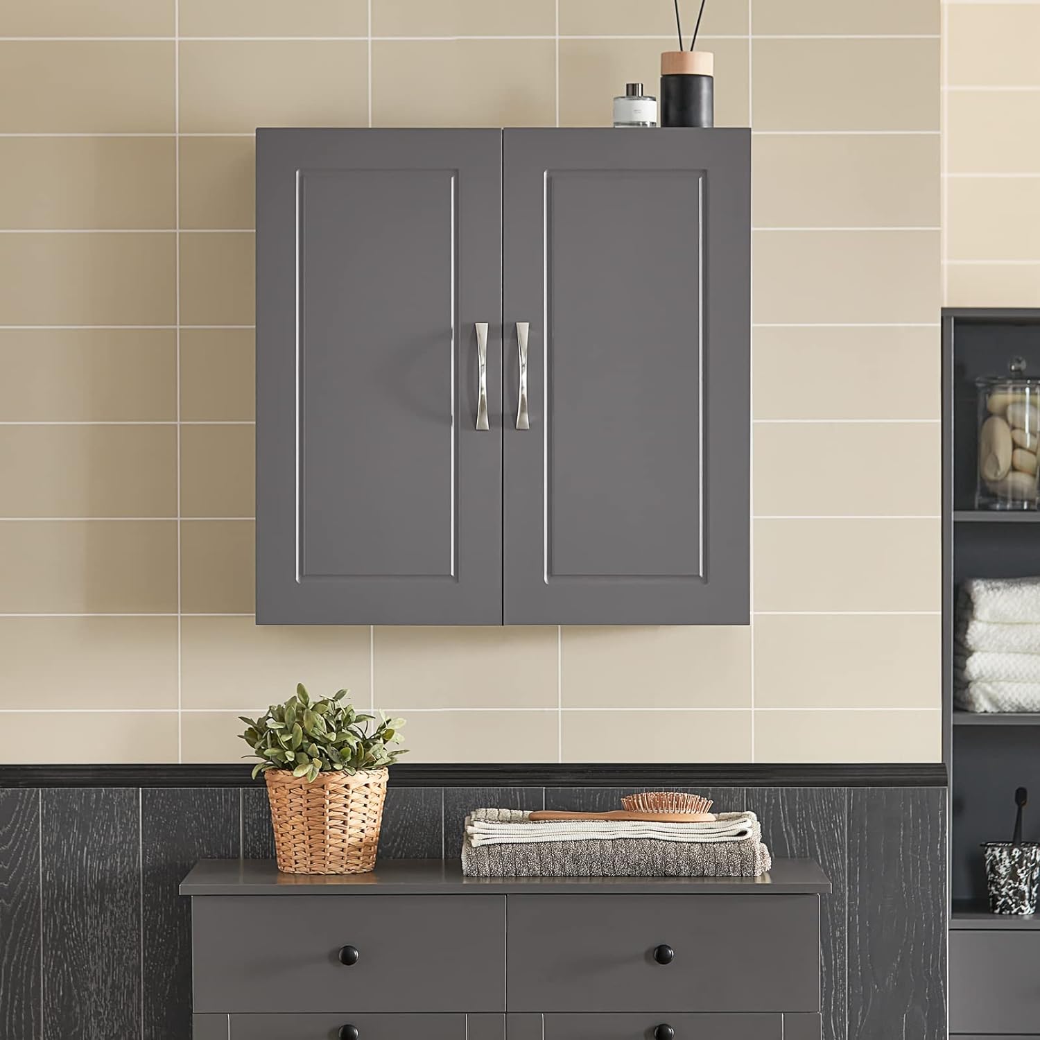 Wall Cabinet Kitchen Cabinet Bathroom Cabinet Storage Cabinet Gray