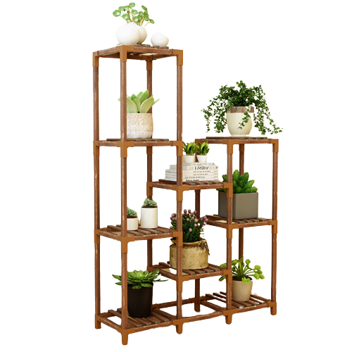 Indoor Outdoor Wood Plant Stand Tiered Shelf for Multiple Planter Flower