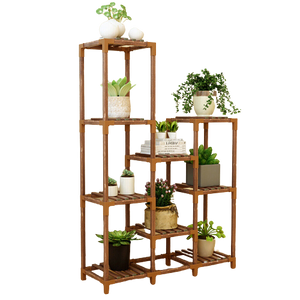Indoor Outdoor Wood Plant Stand Tiered Shelf for Multiple Planter Flower