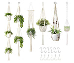 6Pcs Macrame Plant Hangers Flower Pot Holder Basket Handmade Cotton Hanging Rope