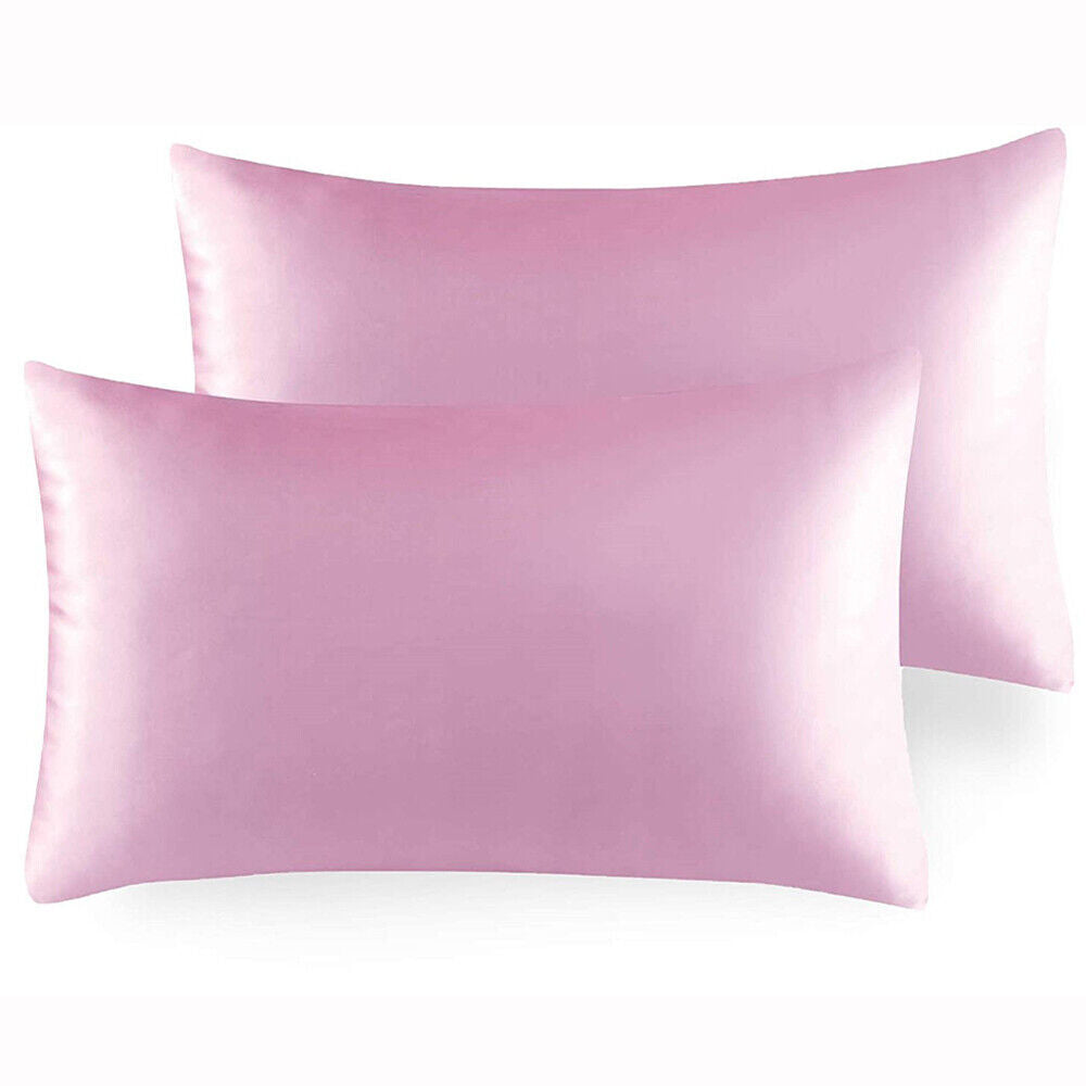 2x 100% Mulberry Silk  Pillow Case Slip Protector Home Decor Pink