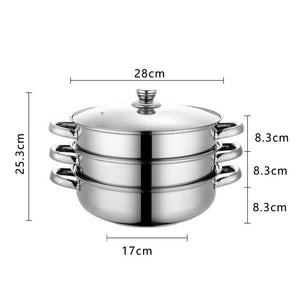 3 Tier Stainless Steel Steamer Meat Vegetable Cooking Steam Pot Kitchen Tool NEW