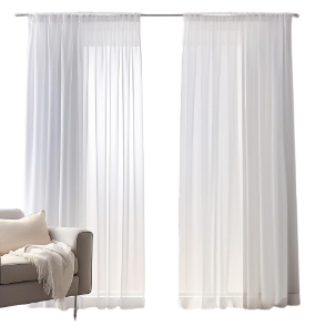 132 x 240 White Curtains Woven Voile Curtains, Net Curtain for Window Treatment