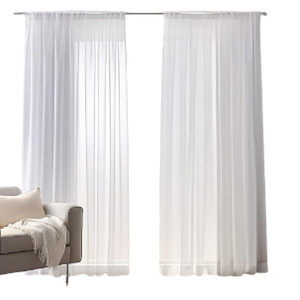 132 x 240 White Curtains Woven Voile Curtains, Net Curtain for Window Treatment