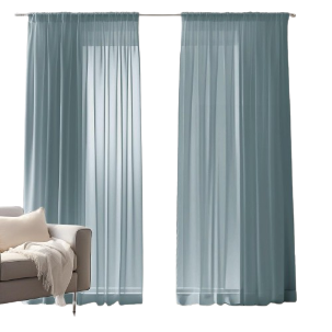 Blue grey 132 x 160 Curtains Woven Voile Curtains, Net Curtain for Window Treatment