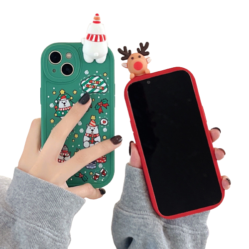 Green iPhone 14 plus Christmas Gift 3D Cute Phone Case Cover