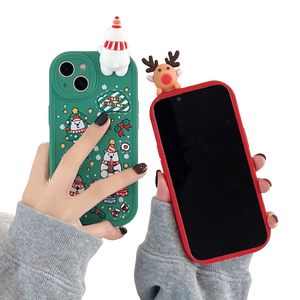 Green iPhone 14 plus Christmas Gift 3D Cute Phone Case Cover