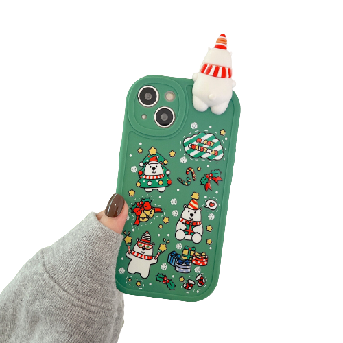 Green iPhone 14 plus Christmas Gift 3D Cute Phone Case Cover