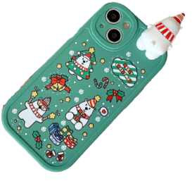 Green iPhone 14 plus Christmas Gift 3D Cute Phone Case Cover