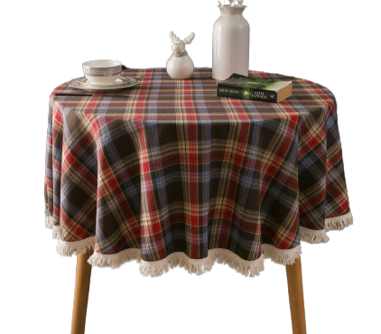 90cm Round Table Cloth Tassel Christmas Tablecloth Dining Table Cover Home Party Coffee Red