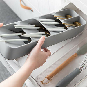 Grey Cutlery Organiser Spoon Tray Insert Utensil Divider Organizer Kitchen Drawer