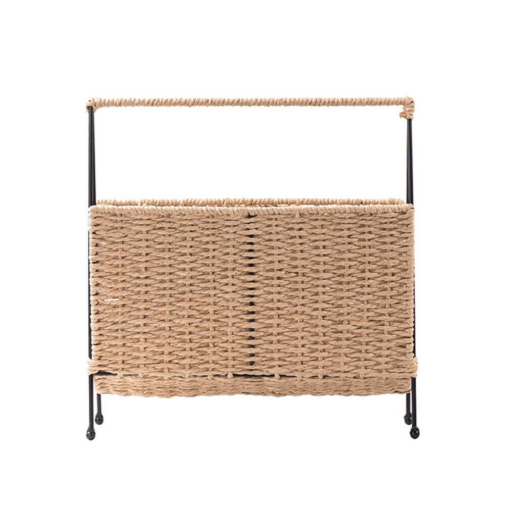 Natural Handwoven Bookshelf Magazine Newspaper Storage Rack Tabletop Book Racks