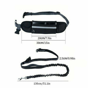 BlueHands Free Dog Leash Lead + Waist Bag Belt Jogging Walking Running