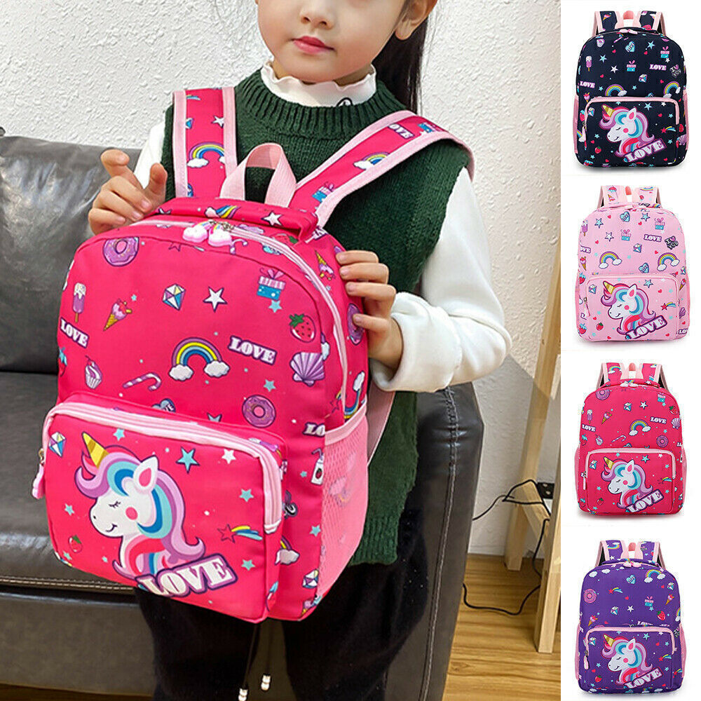 Black Kids Children Unicorn Backpack Rucksack Girls Boys School Bags Kindergarten Bags