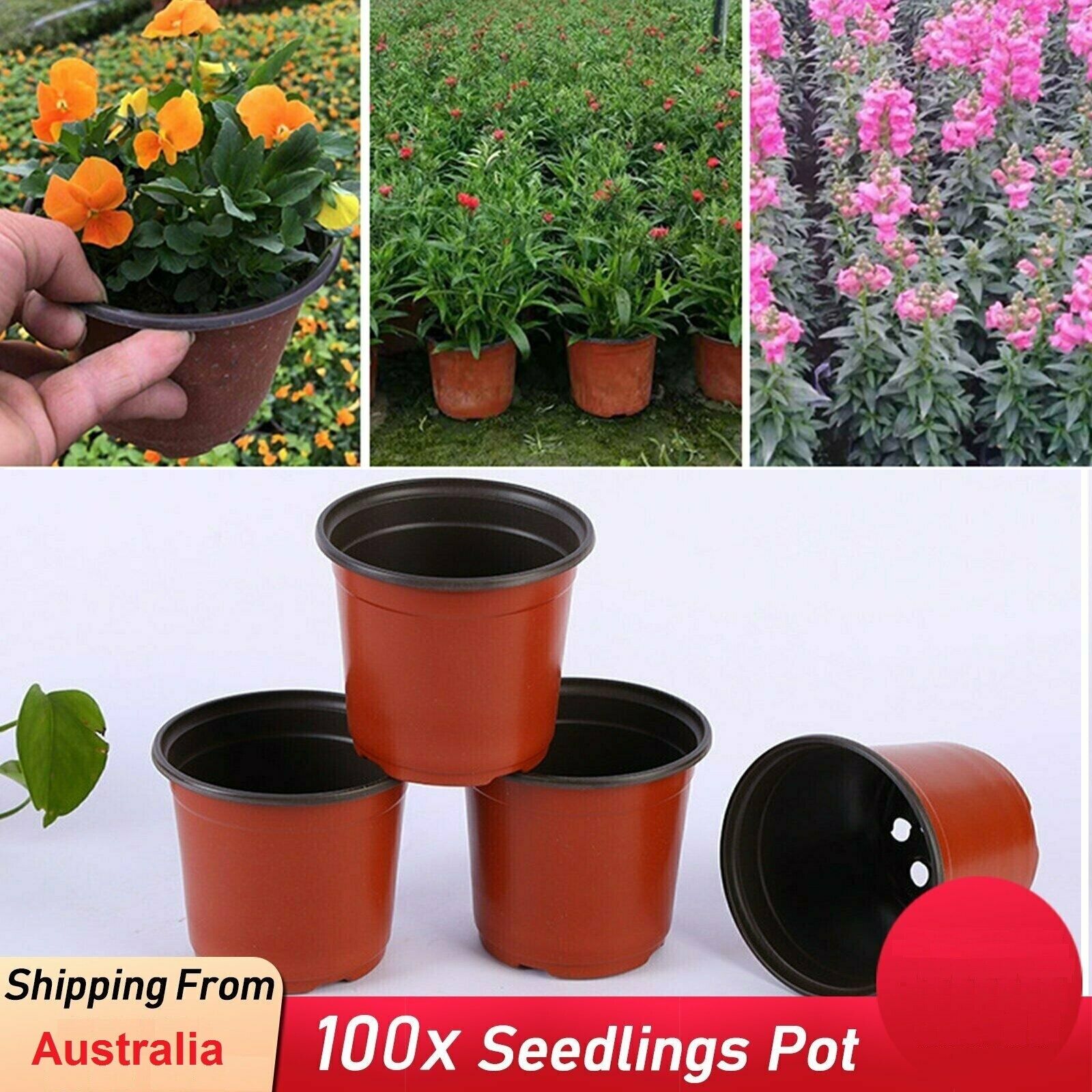 100x Plastic Plant Flower Garden Pots Nursery Seedlings Pot Growing Container AU