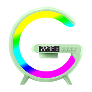 Green Smart Night Light Bluetooth Speaker Wireless Charger RGB Alarm Clock LED Lamp