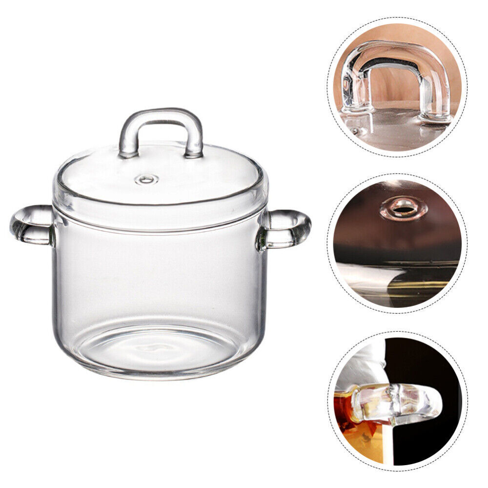 1350ml Heat Resistant Stovetop Pot Soup Bowl Stew Pot Clear Glass Cooking Pot