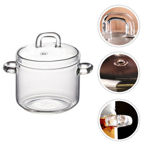 1350ml Heat Resistant Stovetop Pot Soup Bowl Stew Pot Clear Glass Cooking Pot