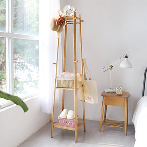 Wooden Coat Rack Hat Jacket Bag Clothes Rail Stand Hanger Room Storage Shelves