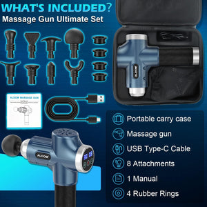 Massage Gun Deep Tissue Handheld Muscle Massage Gun 30 Speeds Deep Tissue Muscle Massager Percussion Massager with 8 Heads