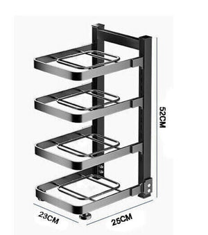 4Tiers Kitchen Pot Frying Pan Storage Rack Organizer Cookware Shelf Holder