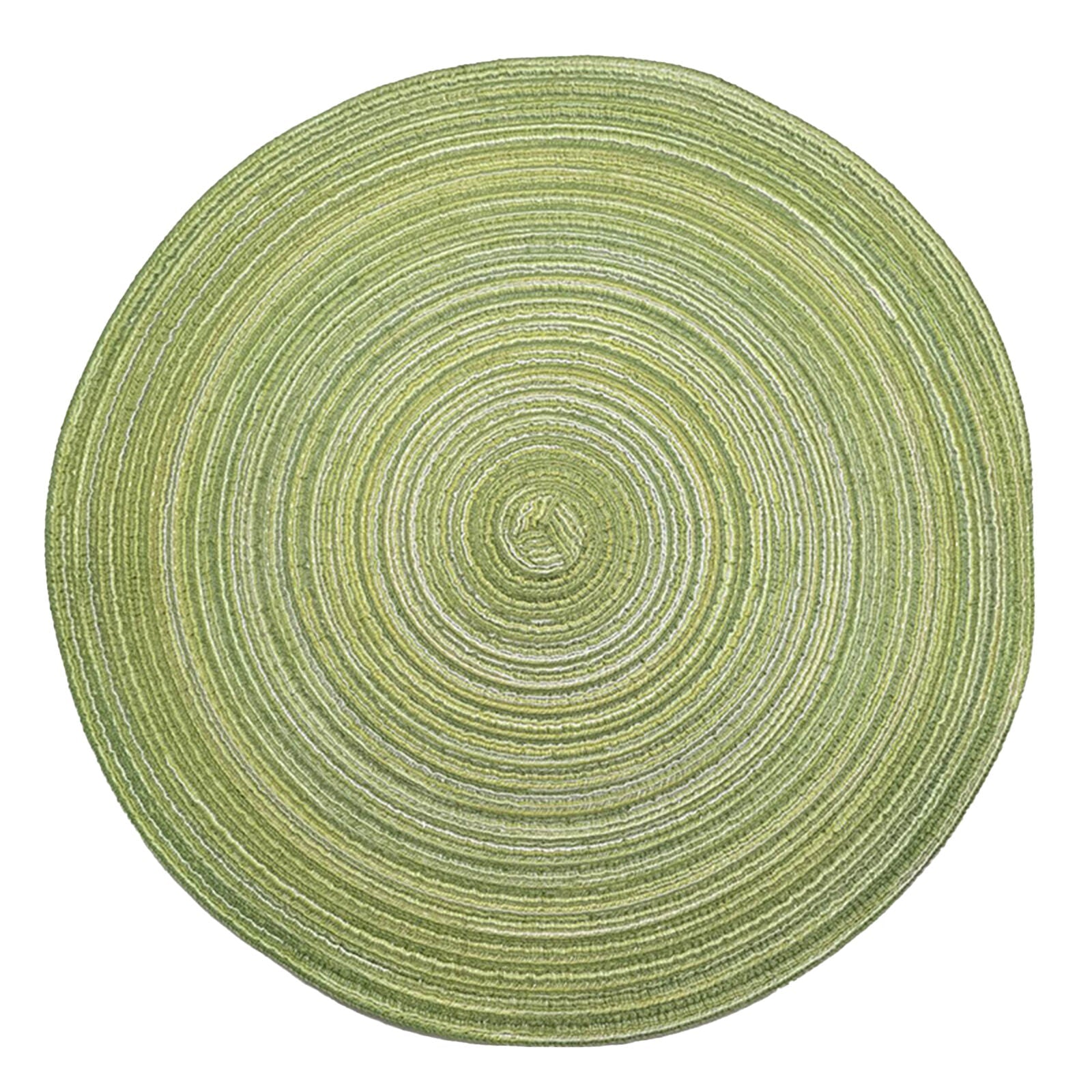 4PCS Green 30CM Round Jacquard-Weaved Non Slip Placemats Dining Table Place Mats Set