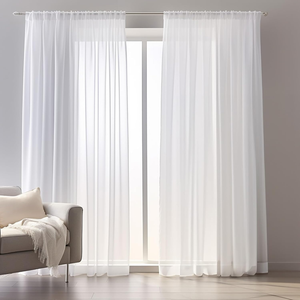 132 x 240 White Curtains Woven Voile Curtains, Net Curtain for Window Treatment