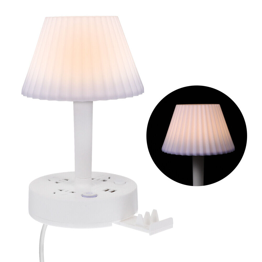 USB Bedside Table & Desk Lamp with 3 USB Charging Ports and 2 Outlets Power Stri