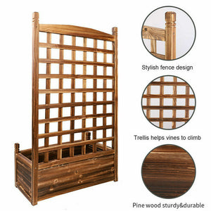 Garden Outdoor Large Raised Bed Planter Box with Trellis Weather-Resistant Wood