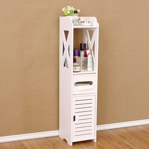 Bathroom Storage Cabinet Laundry Toilet Cupboard Assorted Shelf Drawer Furniture (White)
