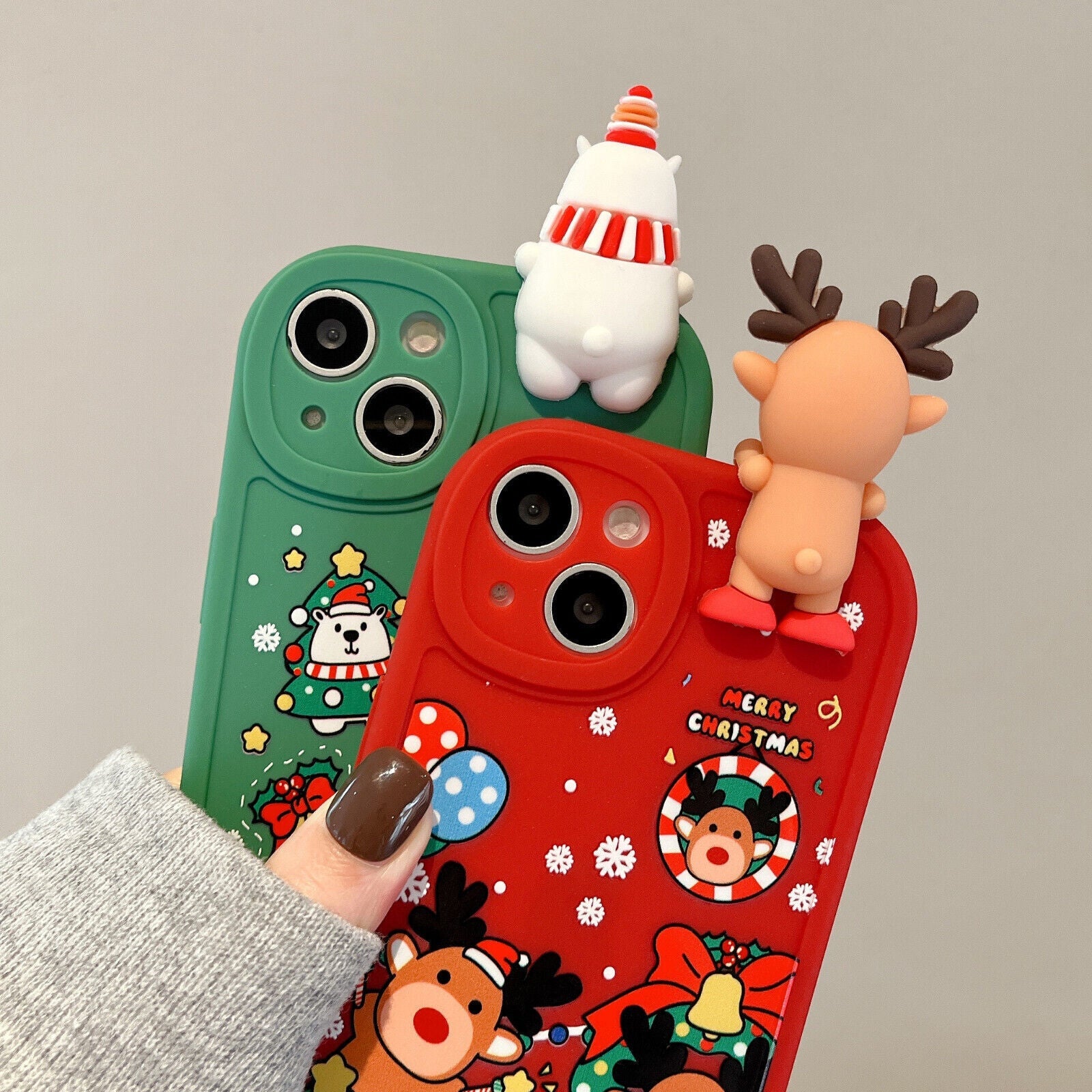 Green iPhone 14 plus Christmas Gift 3D Cute Phone Case Cover