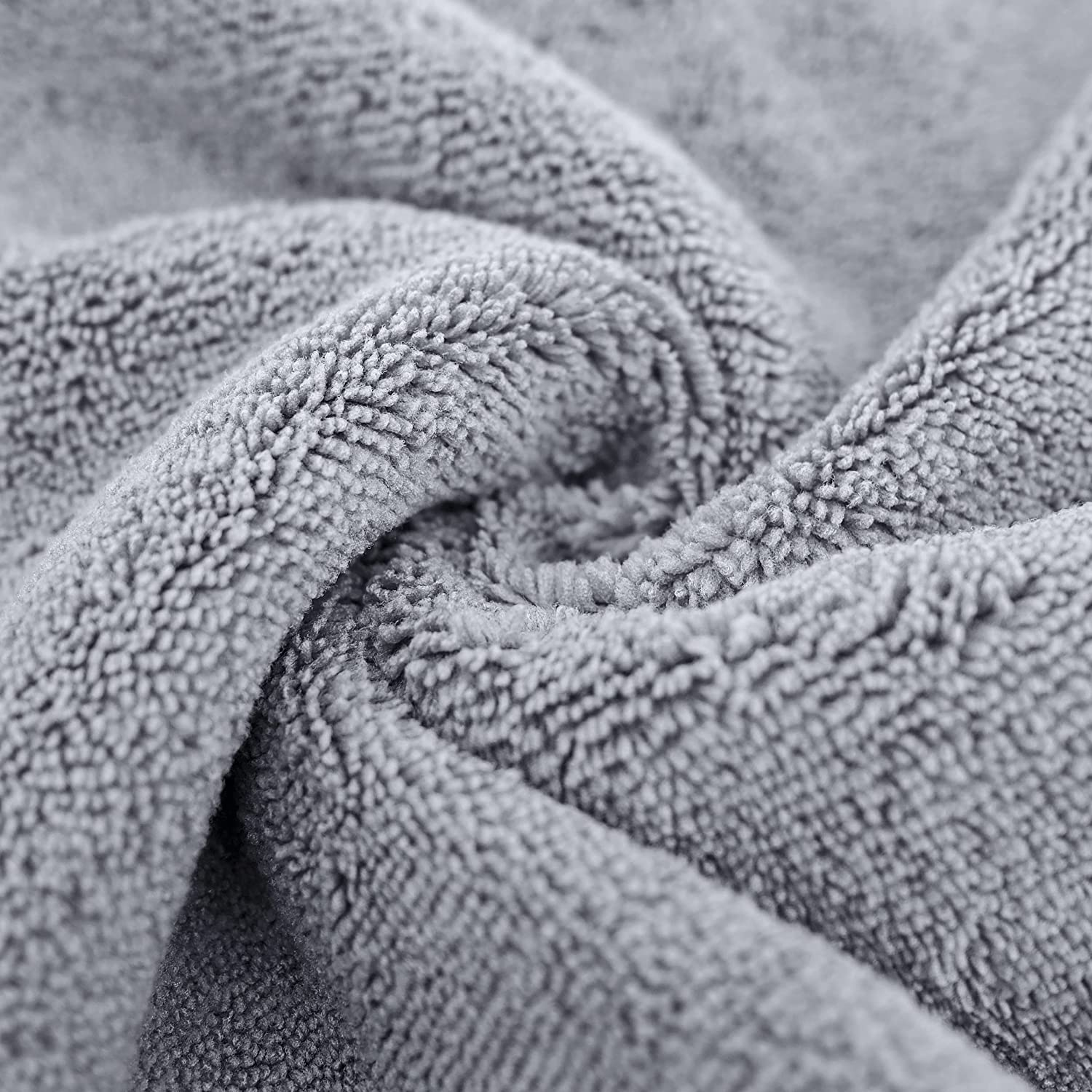 Polyte Plush Quick Dry Lint Free Microfibre Bath Towel Set, 6 Pieces (Grey)