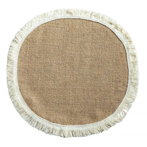 6PCS C Placemats Linen Table Mats with Tassel Lace Woven Rectang Tableware