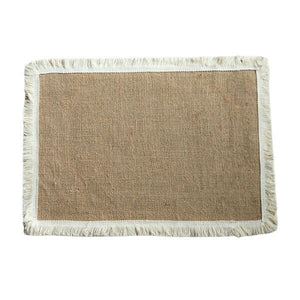6PCS C Placemats Linen Table Mats with Tassel Lace Woven Rectang Tableware