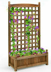 Garden Outdoor Large Raised Bed Planter Box with Trellis Weather-Resistant Wood