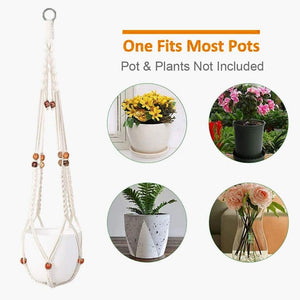 6Pcs Macrame Plant Hangers Flower Pot Holder Basket Handmade Cotton Hanging Rope