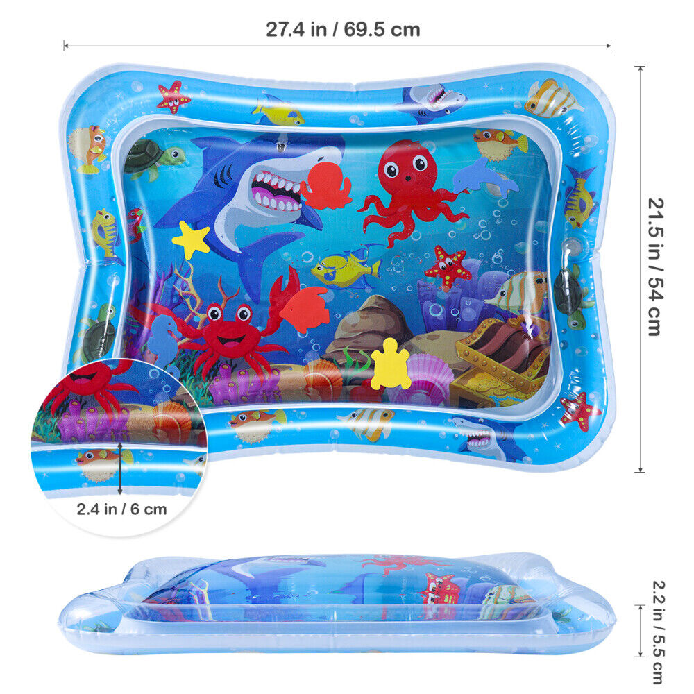 Inflatable Baby Water Play Mat Pad Fun Tummy Time Sea World For Infants Toddlers