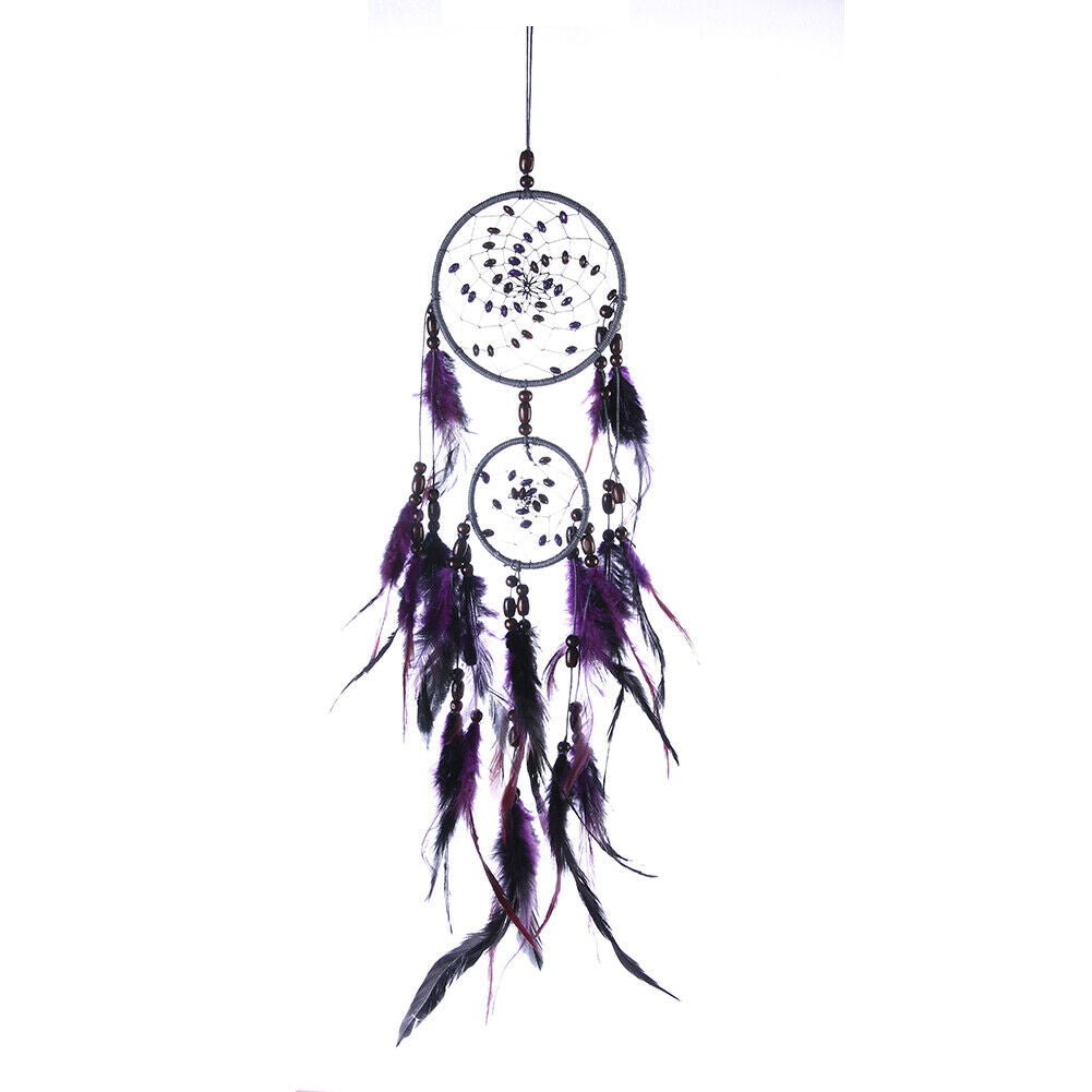 Purple Feather Dream Catcher Pendant Beads Mural Decoration for Party Decoration