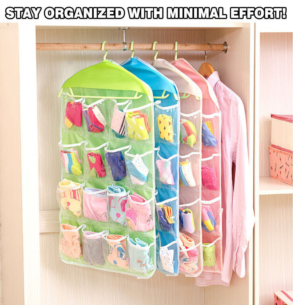 16 Pocket Shoe Holder Bag Organiser Over Door Hanging Shelf Rack Storage Hook