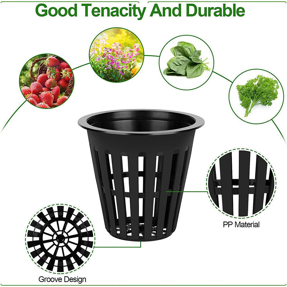 80PCS Mesh Pots Basket Plant Grow Net Cup Aeroponic Hydroponics Aquaponic Mesh