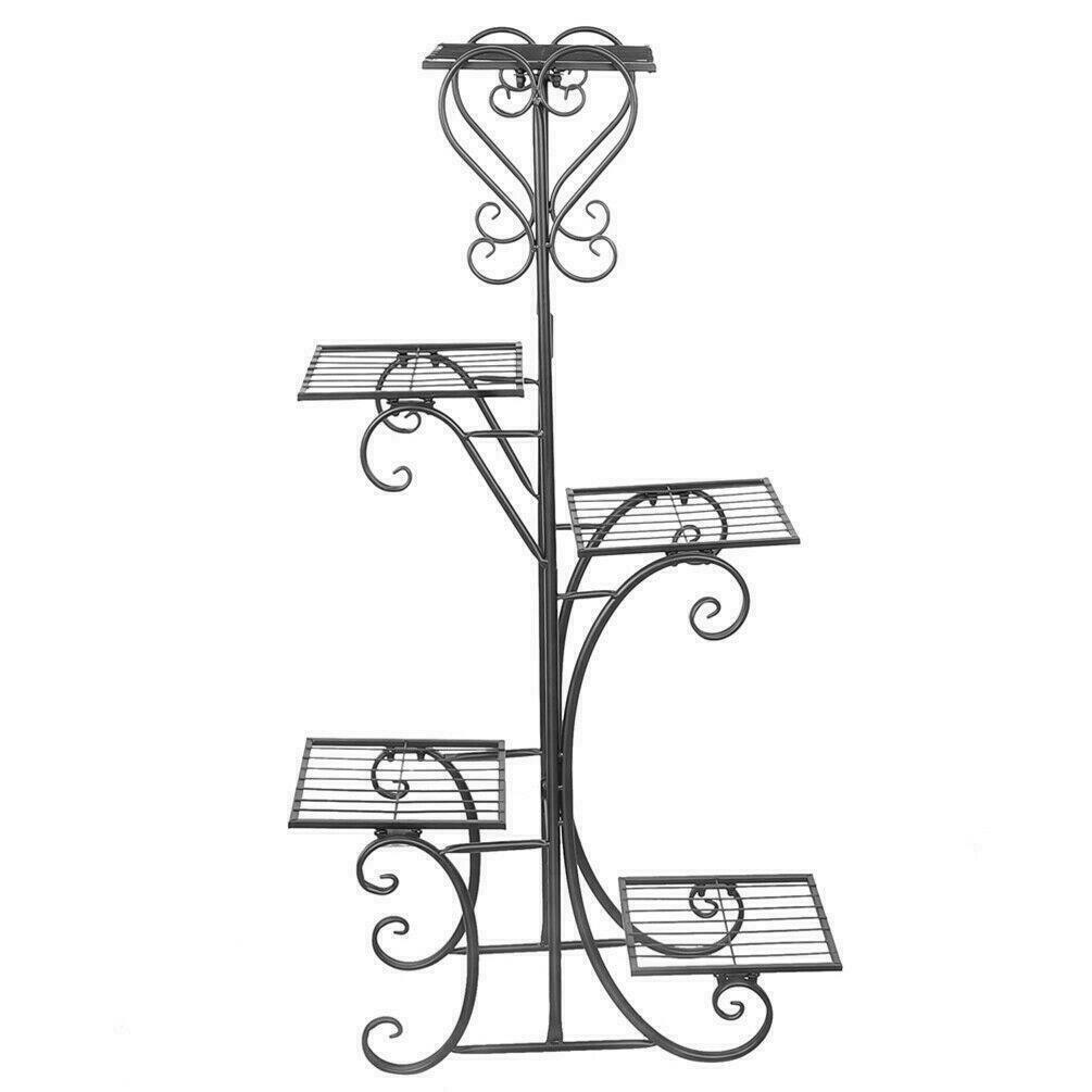 5 Tier Outdoor Metal Plant Stand Flower Planter Garden Display Holder Rack Shelf